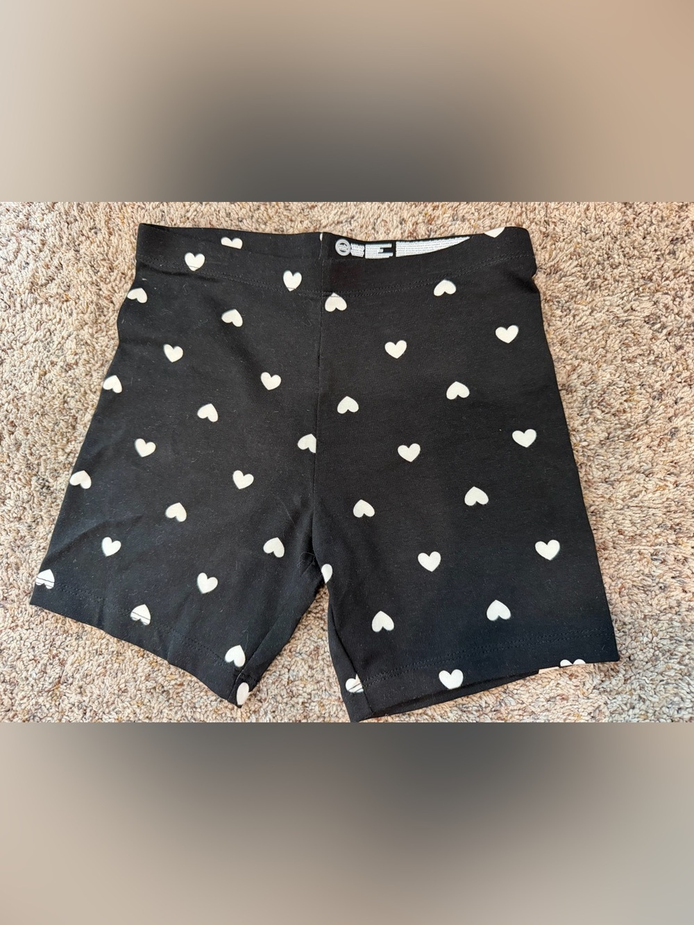 NEW Girls 10 12 Black Heart Print Bike Shorts Wonder Nation